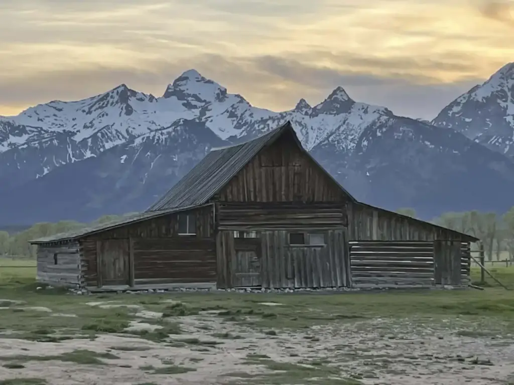Old Building and Mountains